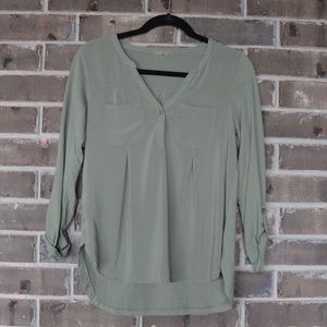 FOREVER 21 Sage Green Pocket Roll Tab Pocket Top
